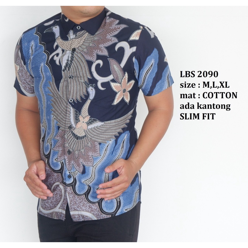 Baju Batik Pria Slimfit Kemeja Lengan Pendek Hem Slim Fit LBS 2090