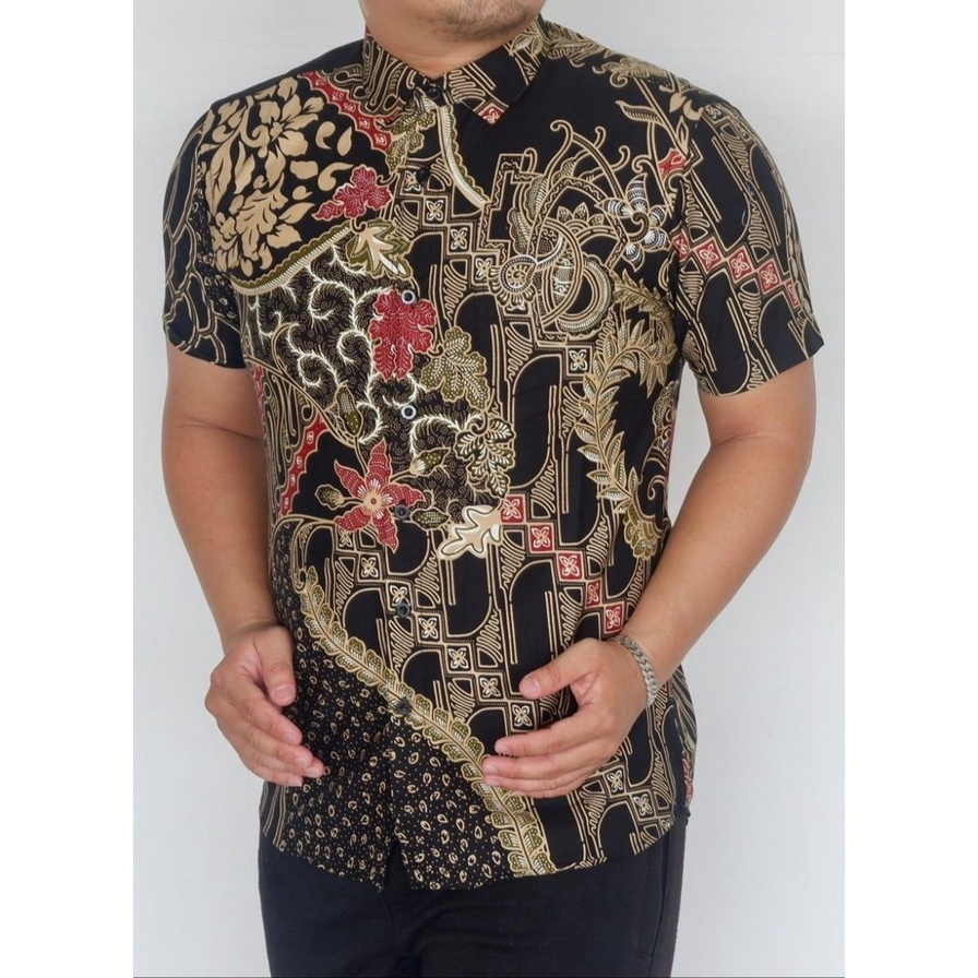 Baju Batik Pria Slimfit Kemeja Lengan Pendek Hem Slim Fit LBS 2080