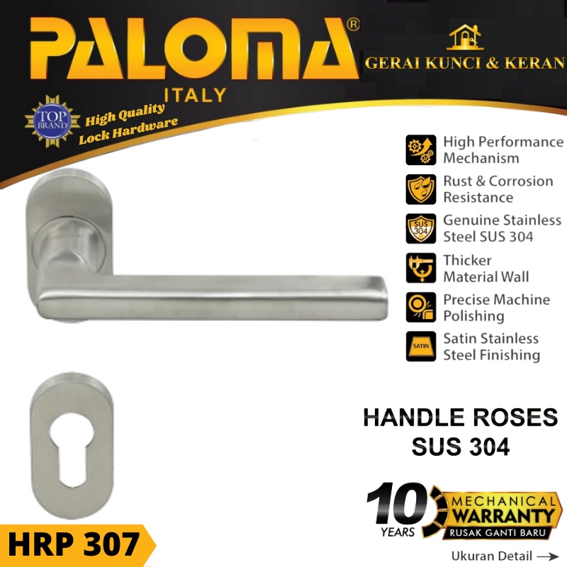 Handle Pintu Roses PALOMA HRP 307 LHT RUBEN OV SS STAINLESS STEEL