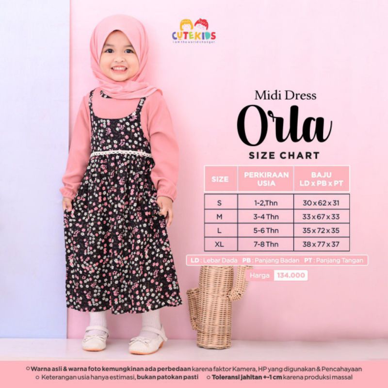 Midi Dress Orla Untuk Anak 1 tahun - 8 tahun