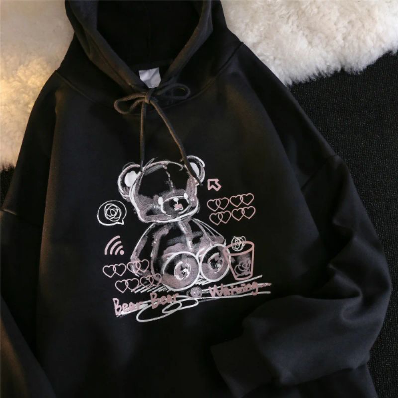 Sweater Hoodie Jumper Teddy Bear Wanita Anak Tebal Oversize Korean Style Jaket Hodie Cewek Warna Hit