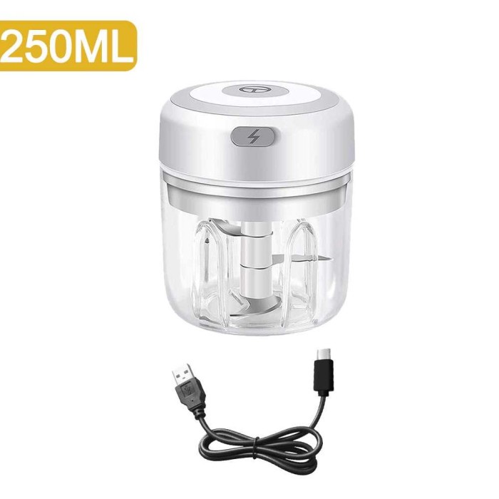Blender Choper Blender Portable Food Chopper Mini Elektrik Coper Bumbu Masak - Putih, 250ml(B7Y4) Bl
