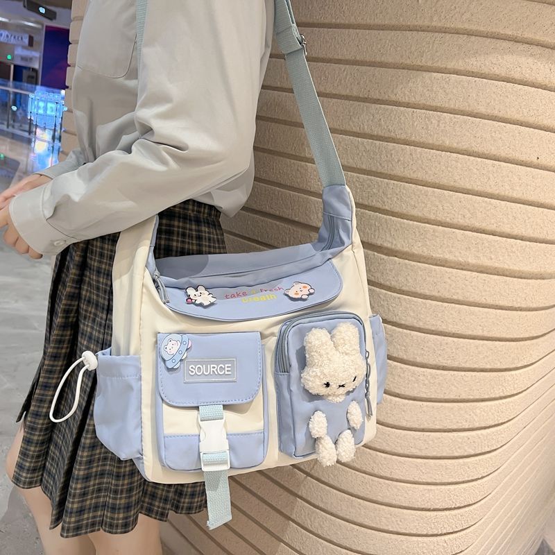 ❒▨Sera  Korea lucu all-match gadis mahasiswa messenger tas perempuan Jepang Harajuku gaya tas bahu kapasitas besar tote bag