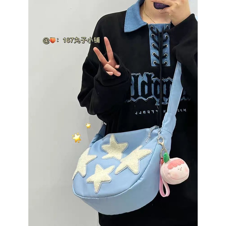 ┇✕❡Sera Niche Desain Star Messenger Tas Wanita S All-Match Gaya Versi Korea Jepang All-Match Siswa Sekolah Tas kuliah Gaya