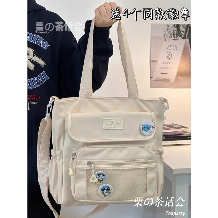 ✓♦₪Sera  Jepang Kapasitas Besar Mahasiswa Kelas Tas Commuter Tote Bag Vintage Perasaan Gadis Tas Bahu Wanita Messenger Tas