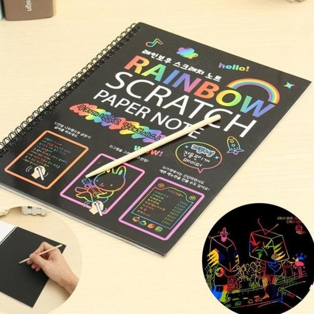 

Super Murah3.3 Magic Color Rainbow Scratch Paper Note book 19X26cm - Standart Cover 635|