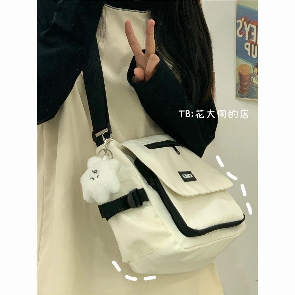 ☏¤Sera  Messenger Bag Wanita Kapasitas Besar Merek Jepang Santai All-Match Tas Bahu Siswa SMA Tas Messenger