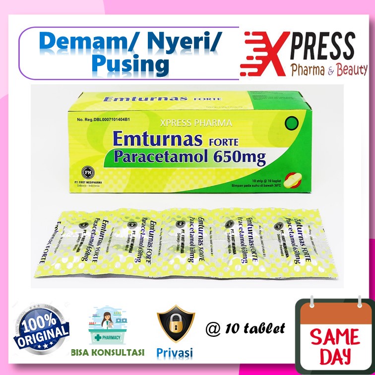 XPRESS  Emturnas Forte 650mg STRIP Tablet Obat Demam Nyeri Pusing Paracetamol Parasetamol Zk