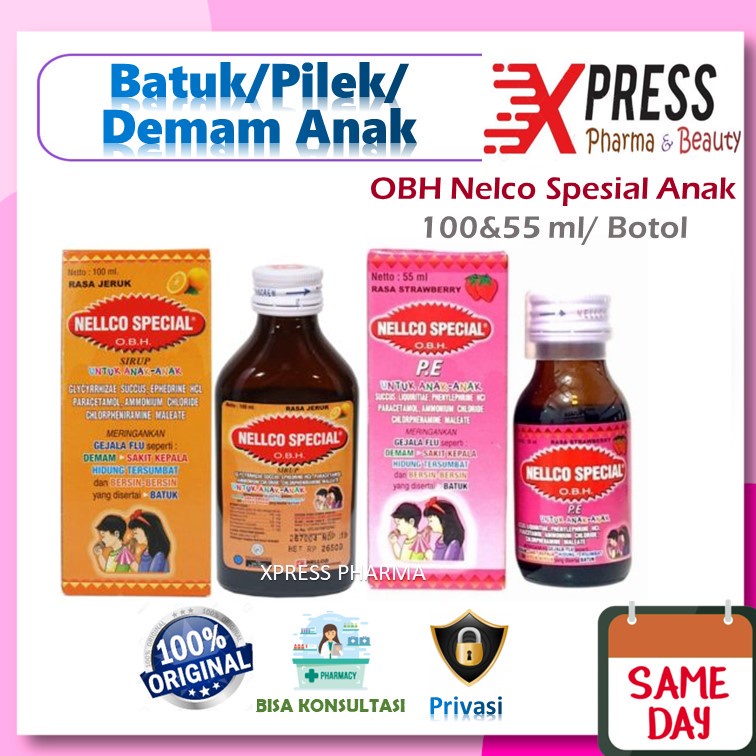 ⚡XPRESS⚡ OBH NELLCO ANAK SIRUP 55 / 100 ml OBH PE Obat Batuk Pilek Demam Sakit Kepala Flu Anak Syrup