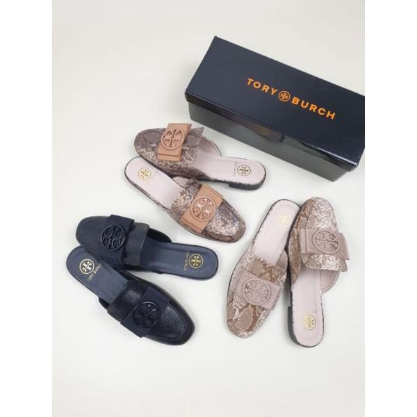 SEPATU TORY BURCH YC-2015-1041 BACKLESS LOAFER PATTERN SANDAL