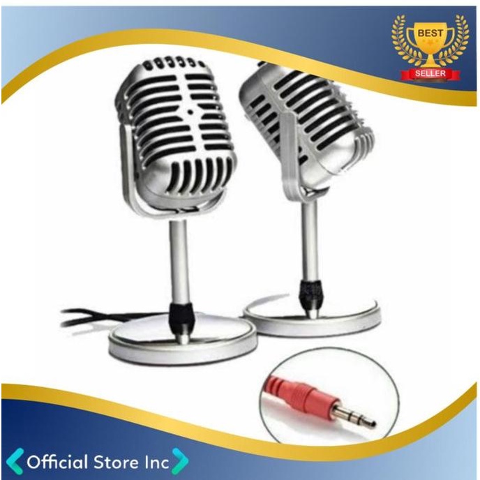 Microphone Mic Condenser Desain Retro Classic Streaming Recording Vlog