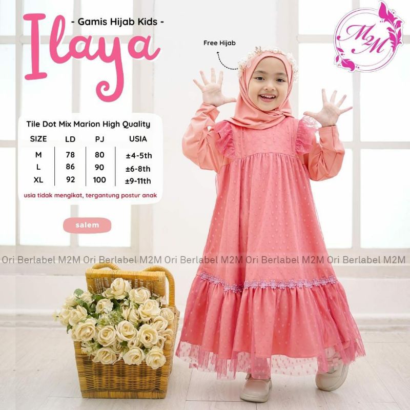 Ilaya set gamis set jilbab anak 3-11 tahun