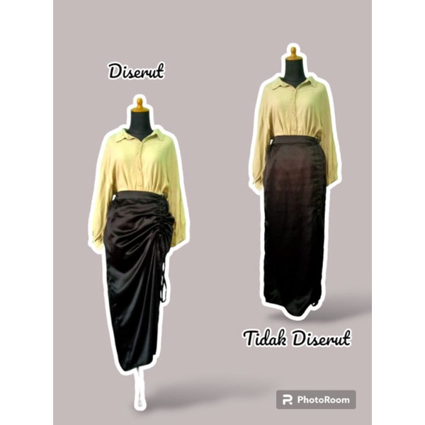 Rok Wanita Rok Serut Satin Rok Midi Rok Span Satin Premium