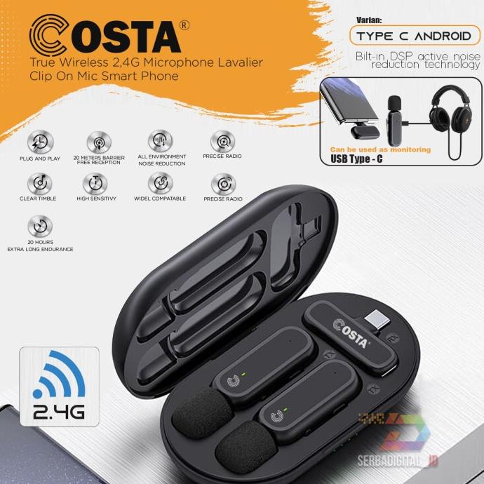 COSTA True Dual TX Wireless Mic Super Lavalier Clip On Smart Phone