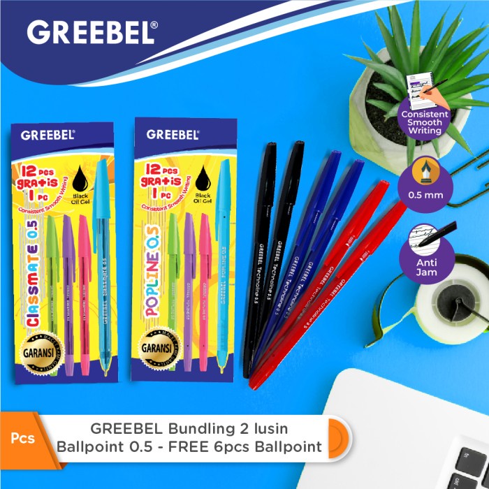 

Discount GREEBEL Bundling 2 lusin Ballpoint 0.5 - FREE 6pcs Ballpoint /ALAT TULIS AESTHETIC/ALAT