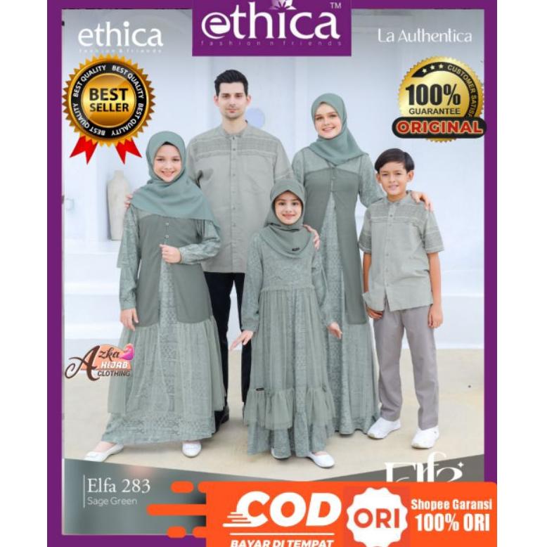 [IW7] SARIMBIT ETHICA 2023 ELFA 283 SAGE GREEN / BAJU COUPLE KELUARGA / BAJU MUSLIM COUPLE KELUARGA 