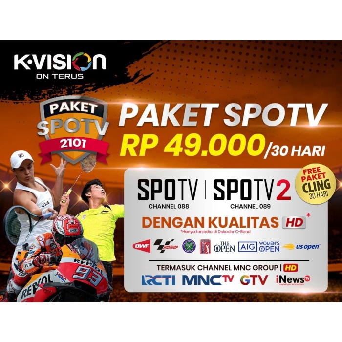 Terlaris Paket Spotv K-Vision Tv Satelit Berbayar - Gratis Paket Cling