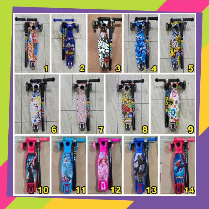 Scooter Anak Kekinian Roda PU LED / Skuter Anak Roda 3 / Otoped Anak (F6N0) Tas Gendong Bisa DiLipat