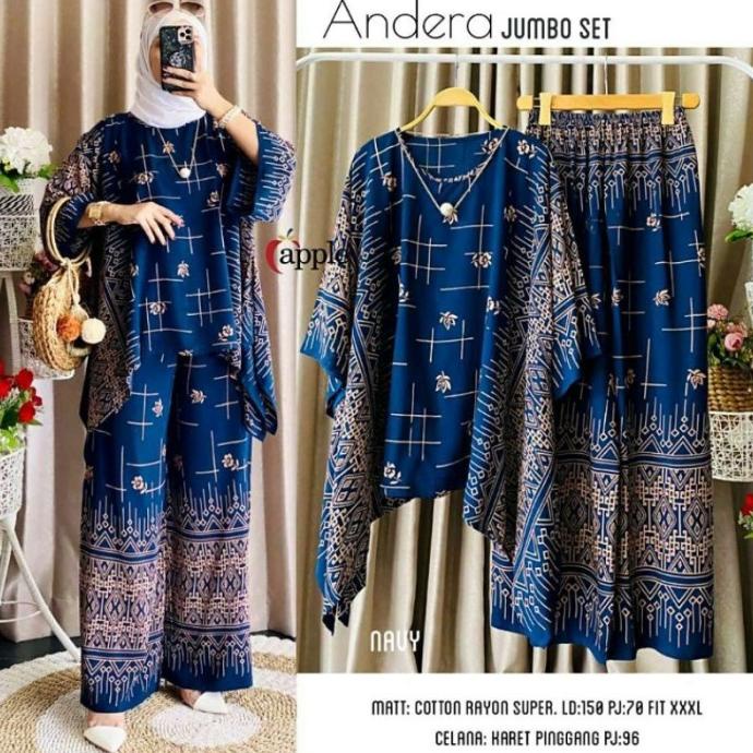 ONE SET WANITA JUMBO SETELAN RAYON BATIK BAJU BUSUI PIYAMA TERBARU