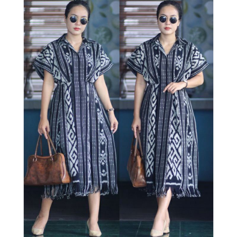 DRESS DRES WANITA CEWEK JUMBO BIG SIZE MAXI MUSLIM TENUN IKAT BLANKET BLANGKET JEPARA NTT TORAJA ASM