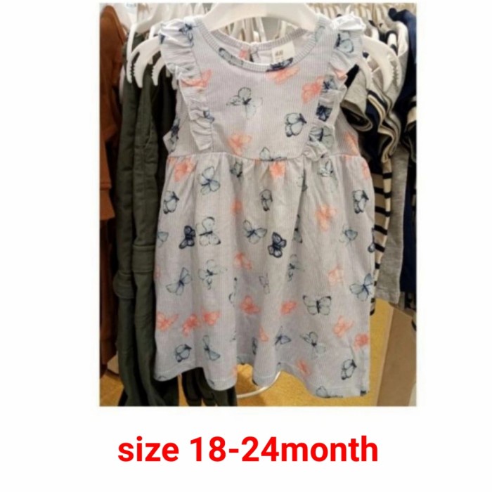H&M Ori Baju Bayi Perempuan Dress Biru Kupu Kupu