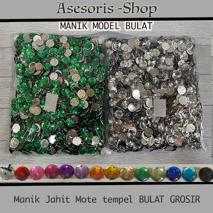 Terlaris Manik Jahit Mote Manik Jahit Tempel Bulat Berbagai Ukuran Grosiran