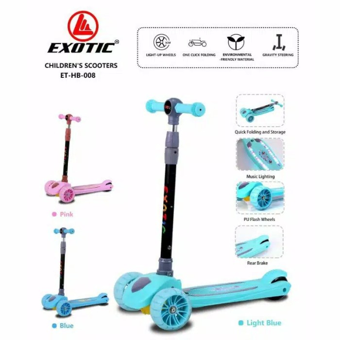 Exotic Skuter HB 008 Skuter Anak / Otoped Anak (F7X0) COD Import Ada Tempat Duduk Promo Mini Manual 