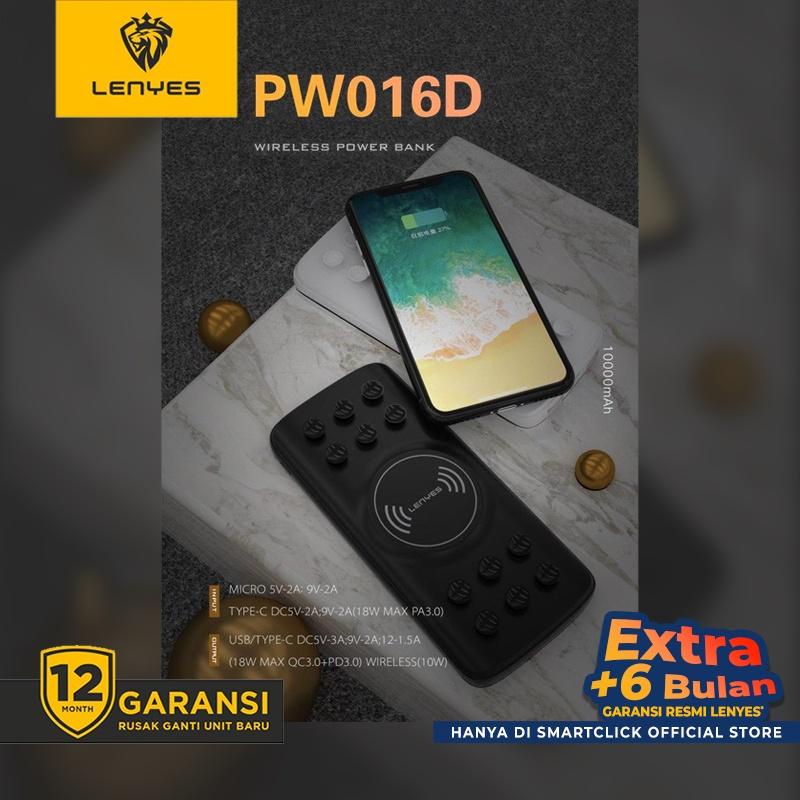 Powerbank Wireless Fast Charging LENYES PW016D 10000MAH QC 3.0