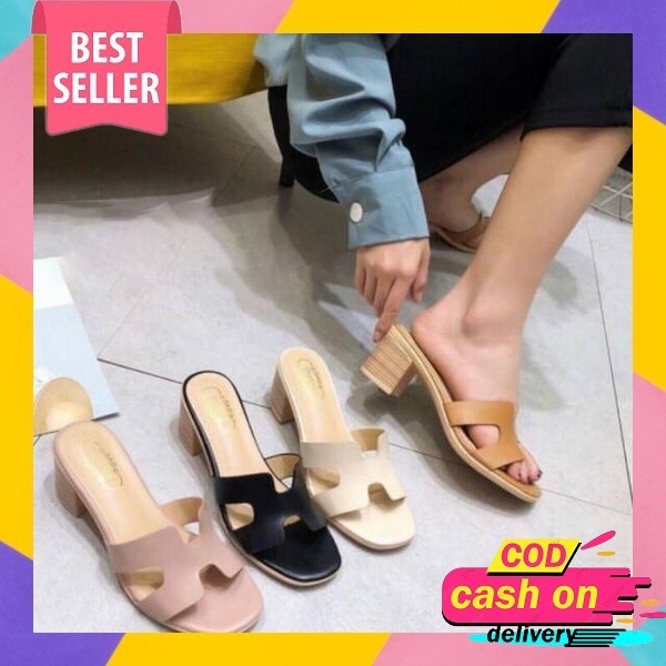 Vp Sandal Pesta Hak Kaca Chunky Zavato 3Warna [ Sandal Heels Formal Kondangan Ukuran Jumbo 41 - 45 S