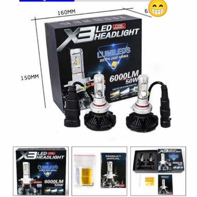 Lampu Depan Mobil AGYA AYLA 2017 2021 LED X3 H11 H4 Universal