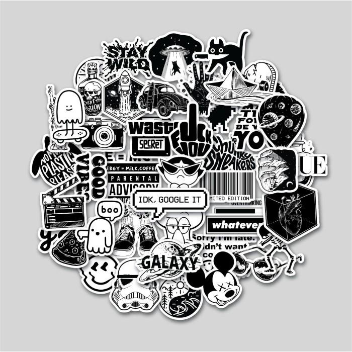 

Terlaris Sticker Pack Black & White | Sticker Tumblr | Stiker Laptop Koper Helm