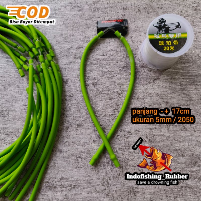 Karet Slingshot Ikan Siap Pakai 5mm 2050 Hijau Buah