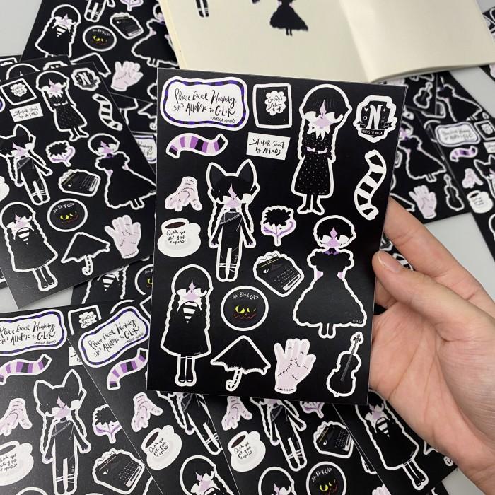 

Terlaris Wednesday Addams A6 Vinyl Doff Sticker Sheet