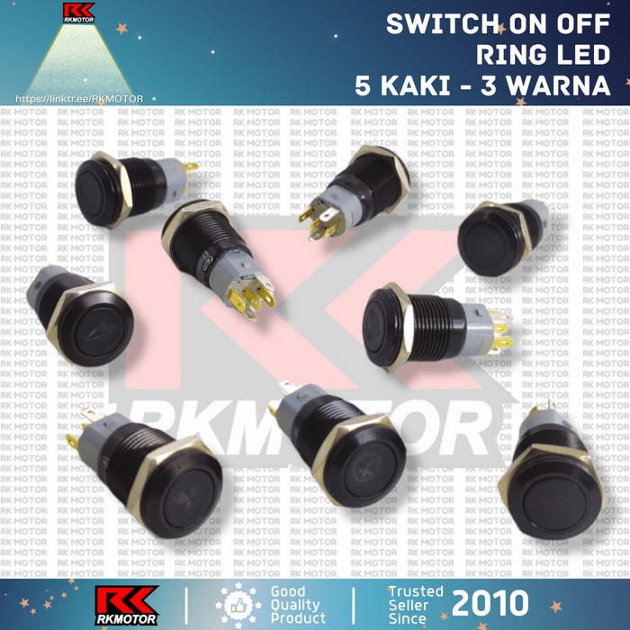 Switch On Off Push Button Tombol Saklar Lampu Ring LED Motor Mobil