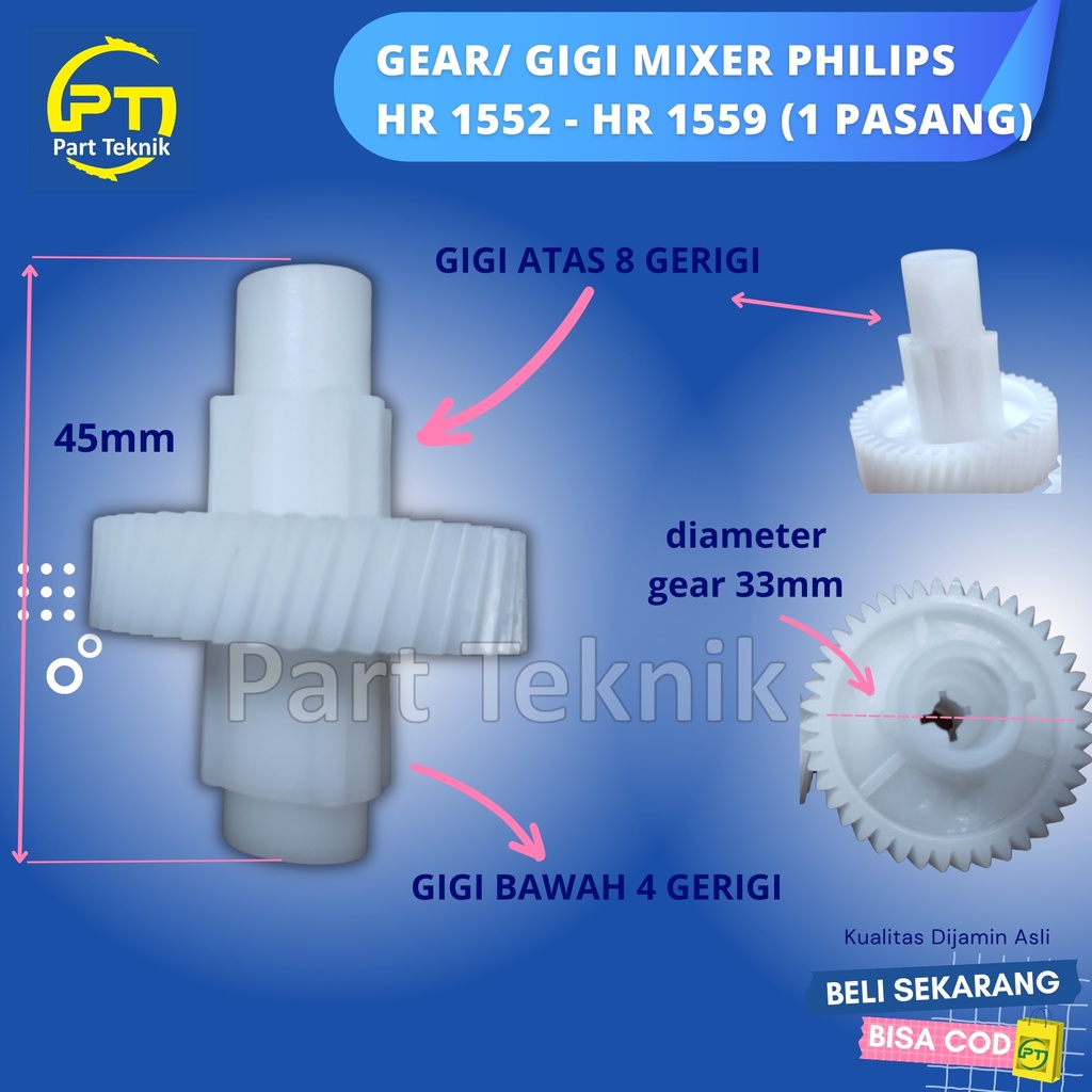 GEAR MIXER PHILIPS MODEL LAMA/BARU HR 1538 HR 1530 (1 PASANG)