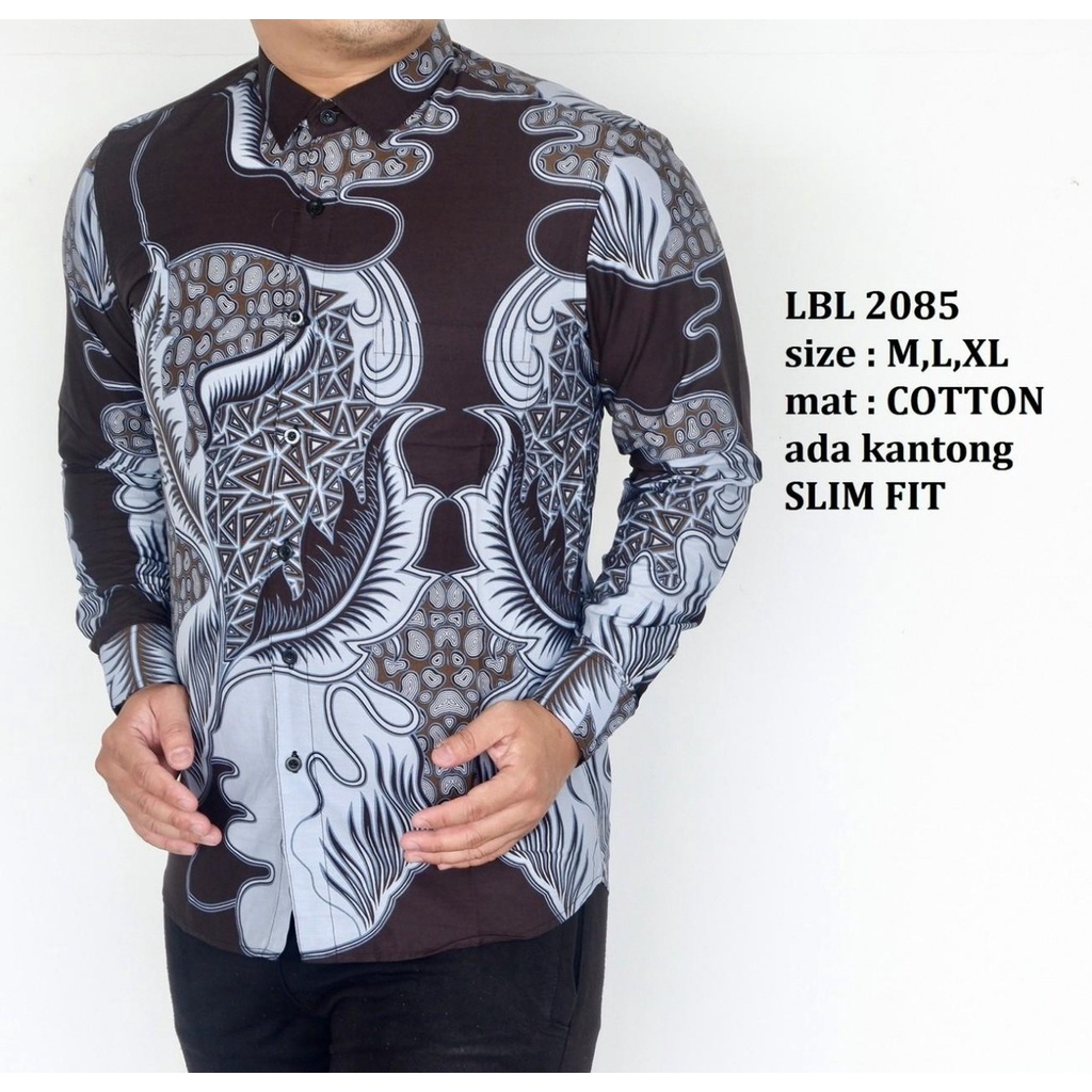 Baju Batik Pria Slimfit Kemeja Lengan Panjang Hem Slim Fit LBL 2085
