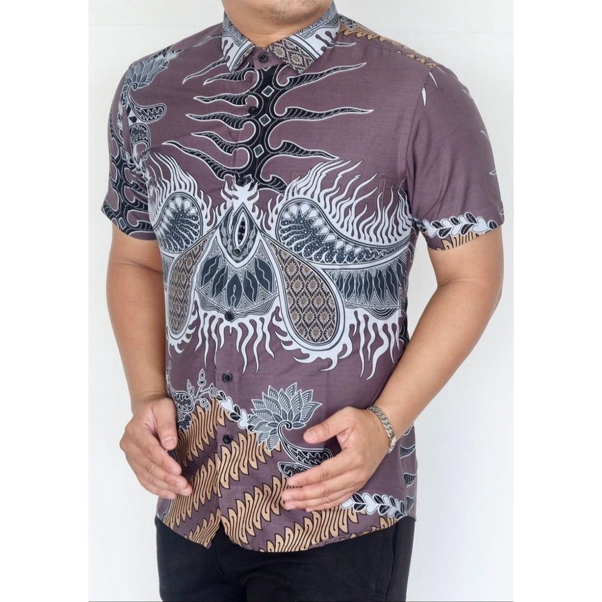 Baju Batik Pria Slimfit Kemeja Lengan Pendek Hem Slim Fit LBS 2083