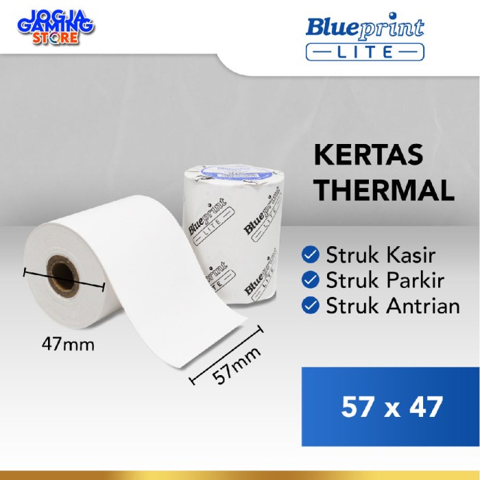 

Aurealiamall Kertas Thermal Kasir Struk Blueprint Lite 57X47 - 57 X 47 - 1 Dus