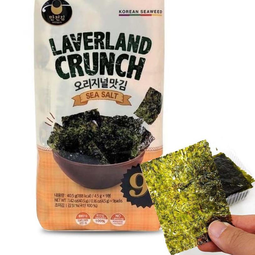

Sale✔️⭐LAVERLAND CRUNCH SEA SALT 4.5 GR ISI 9 PACK - SNACK SEAWEED KOREA