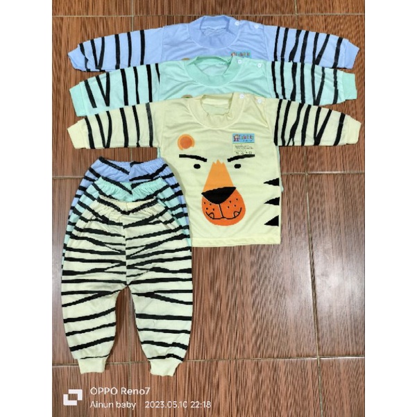 Setelan Baju Bayi Piyama Bayi Lengan Panjang Motif Jerapah Usia 0-12 Bulan