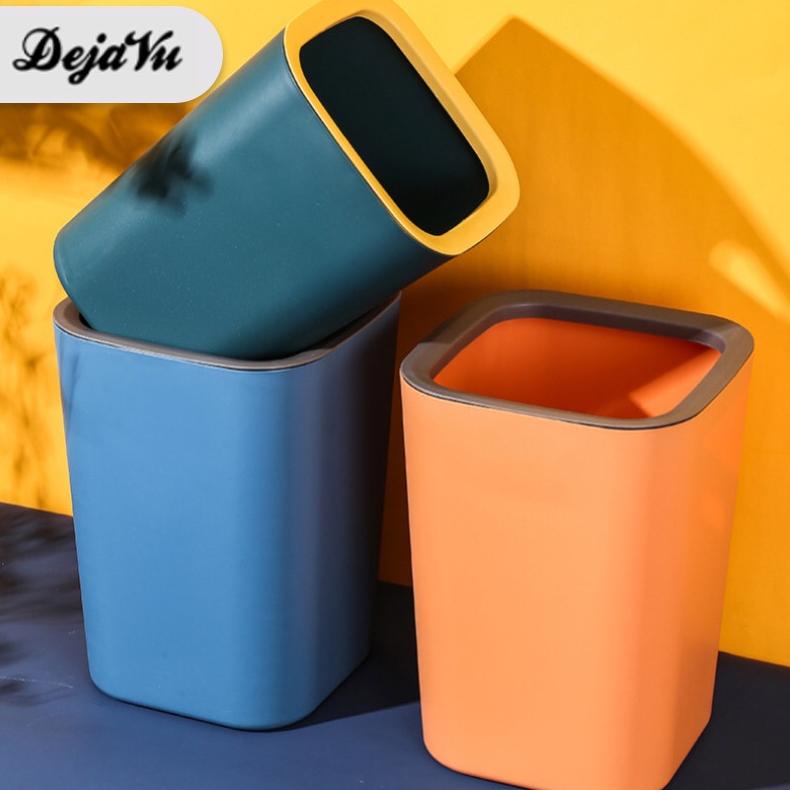 Dejavu Tong Sampah Dapur Tempat Sampah Plastik Multifungsi Kotak Sampah Bulat Kamar Mandi Trash Bin 
