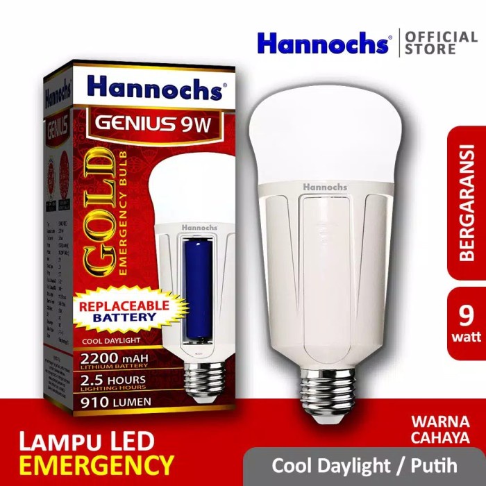 Lampu Led Hannochs 9w Genius Gold Emergency Bulb Ac Dc