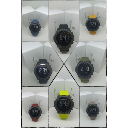 Jam Tangan Pria Alexandre Christie Digital 9364 AC9364 AC 9364 Tali Karet / Rubber