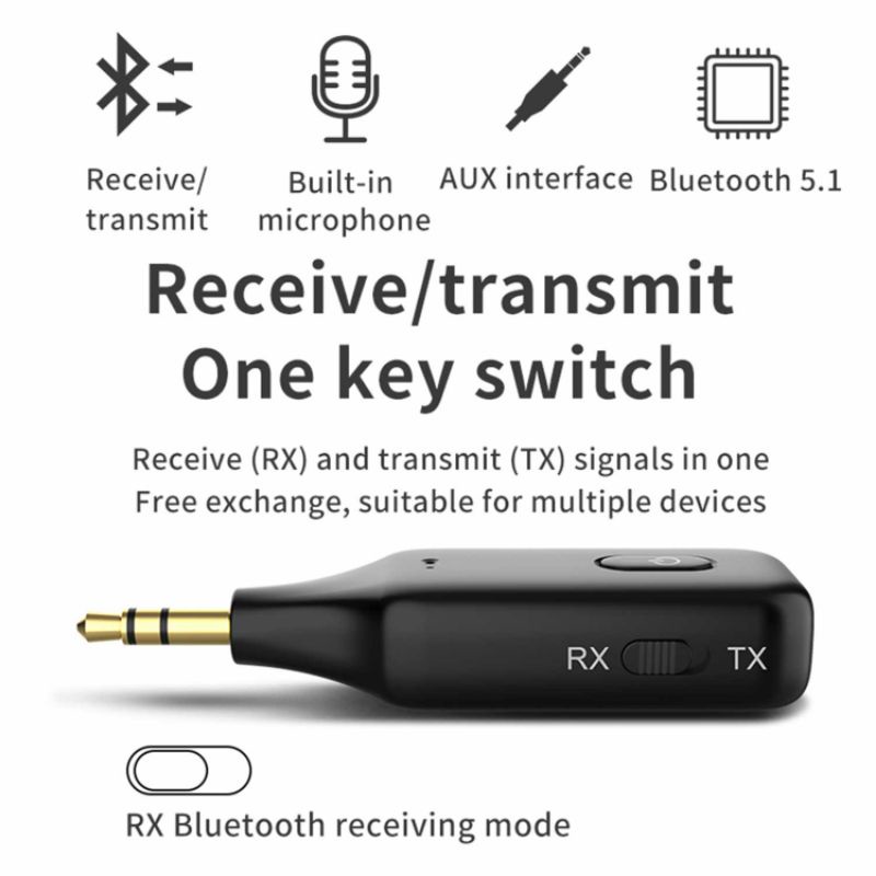 RONDAFUL Bluetooth Receiver Audio Mobil Speaker Handsfree AUX 3.5mm - A60