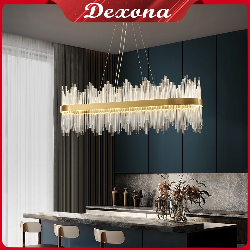 80cm Lampu Gantung Kristal Ruang Tamu Chandelier 3 warna Mewah Gaya Lampu Gantung Minimalis Hias Nordik Modern