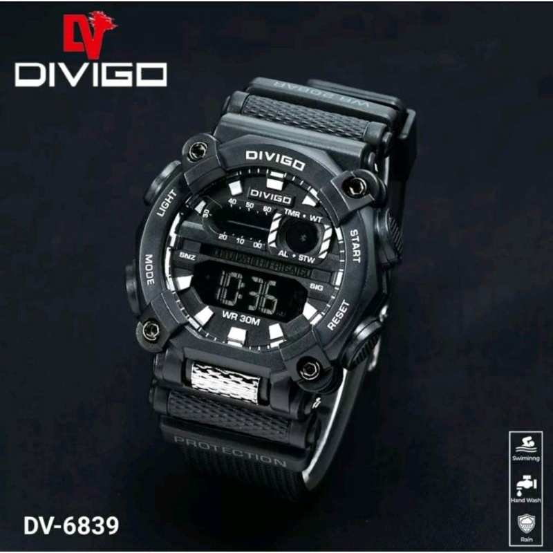 Jam Tangan Divigo 6839 Original Tahan Air Digital Pria