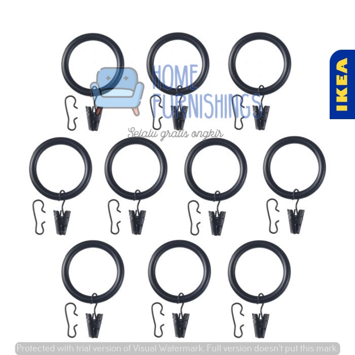 Hook kait Cincin Gorden Hook Tirai Hordeng Hitam 38Mm Syrli