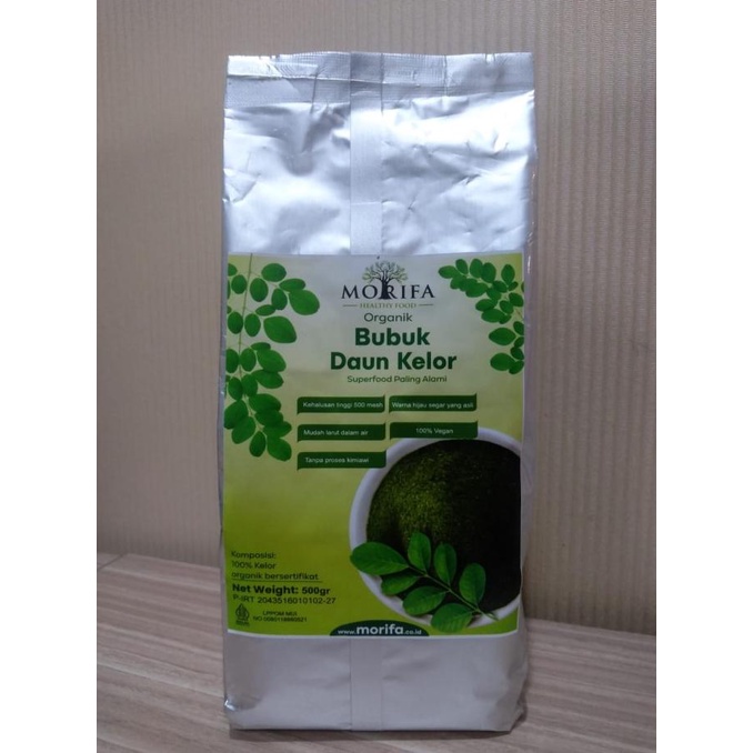 

BUBUK DAUN KELOR ORGANIK 500GR PREMIUM EKSPOR HALUS (ADA COA HSL LAB)