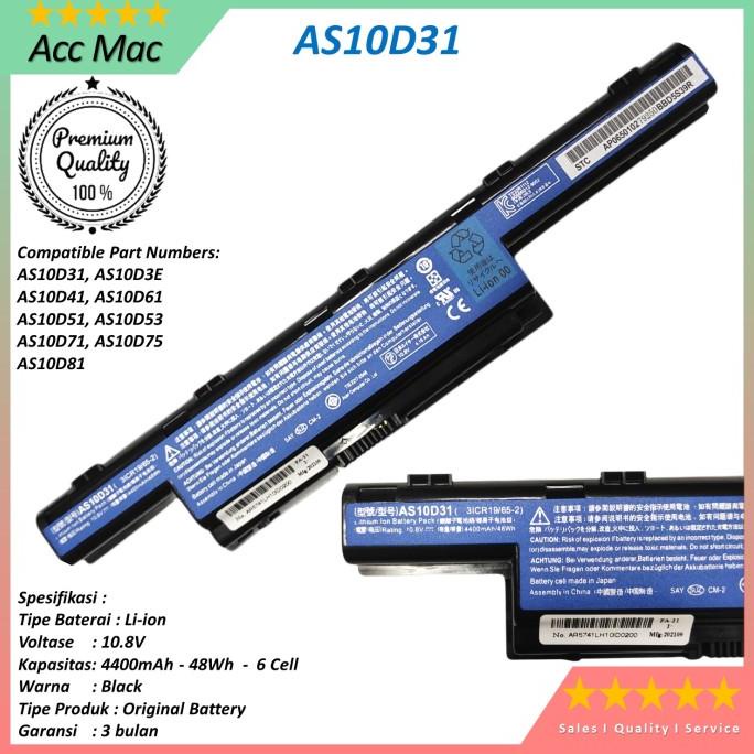 Baterai Laptop ACER Aspire AS10D31 AS10D51 AS10D41 AS10D61 AS10D71 ori