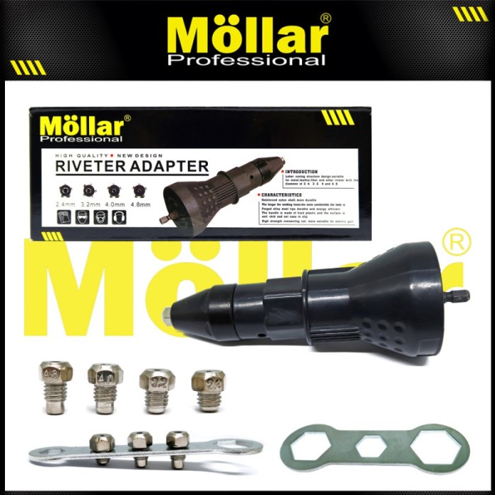 MOLLAR Adaptor Mata Bor Paku Rivet ke Mesin Bor Riveter Adapter Gun